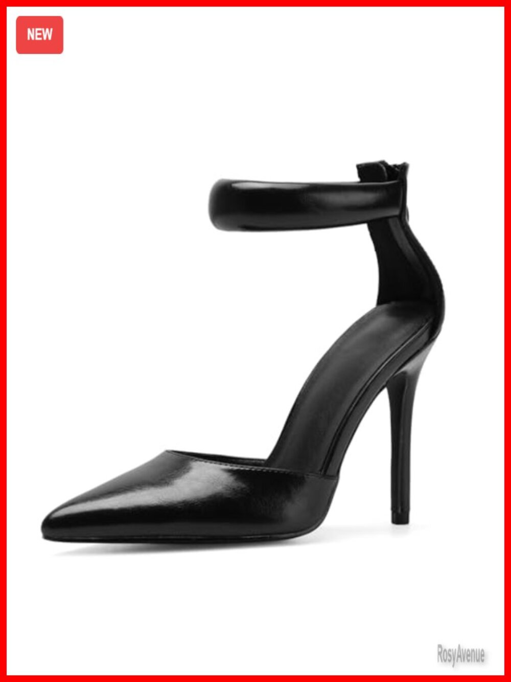 Women's Faux Leather Pointed Toe Ankle Strap Stiletto Heels Wedding Pumps